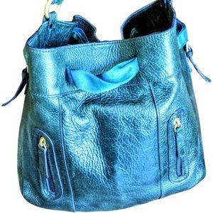 - Deep teal leather purse